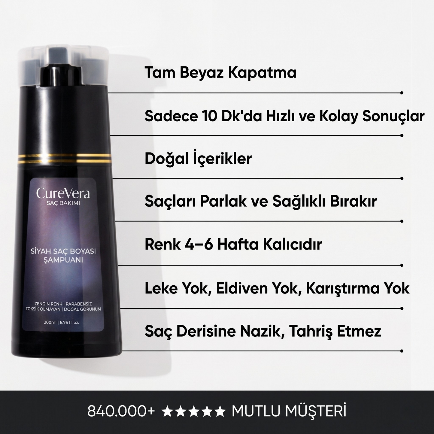 CureVera - Anında Saç Boyayan Şampuan